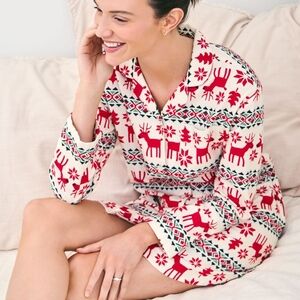 HANNA ANDERSSON Winter Holiday Christmas Organic Cotton Deer Nightgown  Small